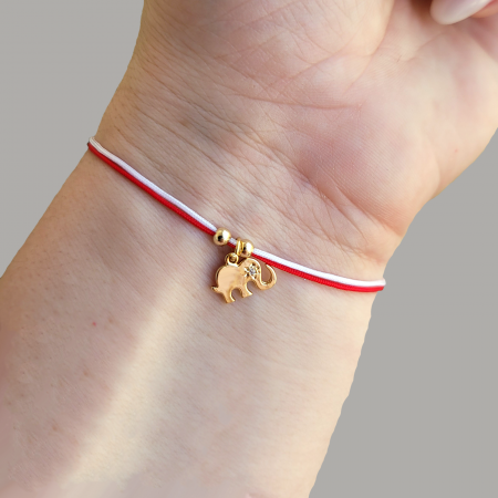 Bratara magica cu charm elefant placat cu aur si snur dublu ajustabil [0]