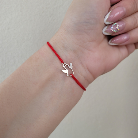Martisoare - Bratara magica cu charm inger, placat cu argint 925, cu snur ajustabil