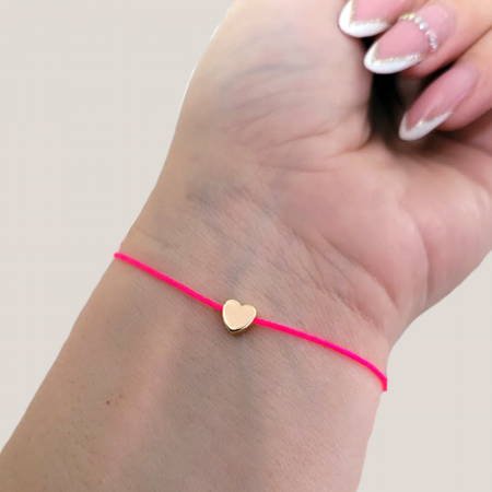 Power Couple - Bratara martisor cu charm inimioara placata cu aur de 18K cu snur rosu