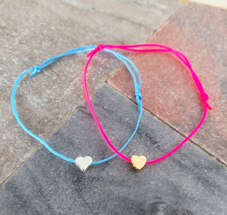 Bratara Martisor cu charm inimioara placata cu argint 925 cu snur rosu [3]