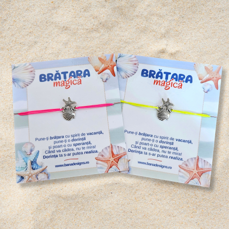 Bratara Magica - Brățară Magică cu Scoică și Stea de Mare – Snur Mătăsos Ajustabil, Culoare la Alegere