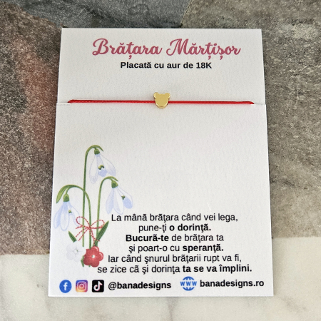Bratara magica cu ursulet placat cu aur de 18k, cu inchidere ajustabila [4]