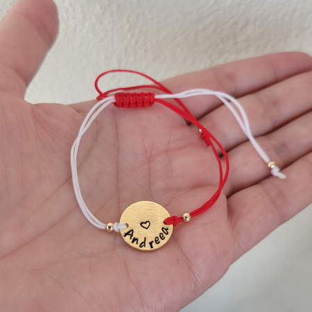 Bratara Martisor banut placat cu aur, gravat cu nume cu snur ajustabil [2]