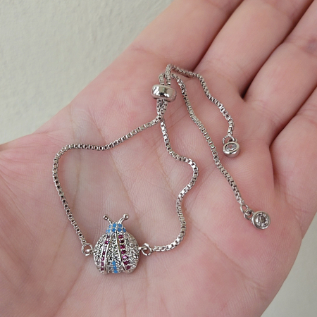 Bratara Martisor buburuza, placat cu platina, decorata cu cristale Cubic Zirconia [2]