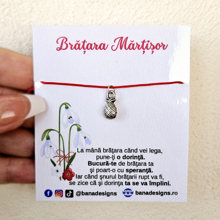 Bratara Martisor cu ananas si snur ajustabil [2]