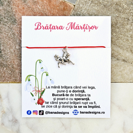 Bratara Martisor cu cal, calut si snur ajustabil [5]
