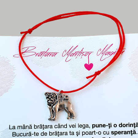 Bratari Martisor - Bratara norocoasa Martisor cu catel, buldog, cu snur ajustabil