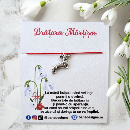 Bratari Martisor - Bratara norocoasa Martisor cu catel, cu snur ajustabil