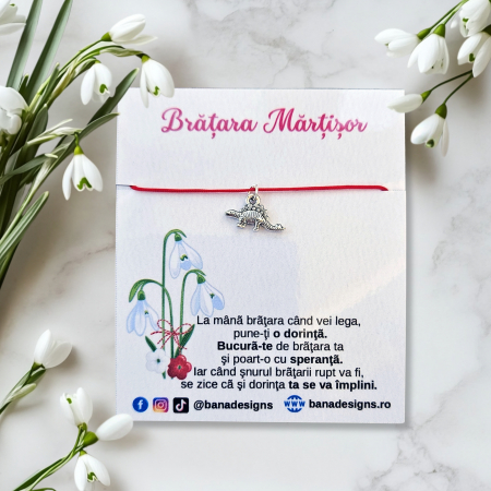 Bratari Martisor - Bratara Martisor cu charm dinozaur si snur rosu ajustabil