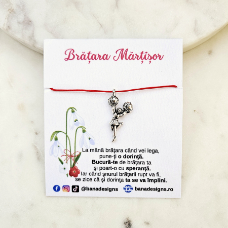 Bratari Martisor - Bratara Martisor cu charm cheerleader si snur rosu ajustabil