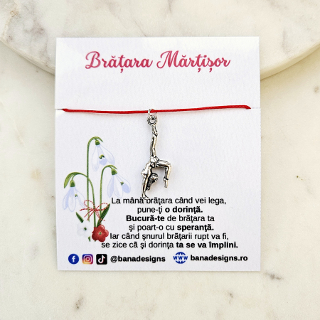 Bratari Martisor - Bratara Martisor cu charm gimnasta si snur rosu ajustabil