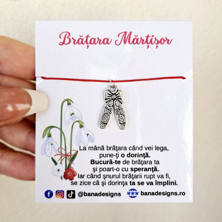 Bratari Martisor - Bratara Martisor cu charm pantofi de balet si snur rosu ajustabil
