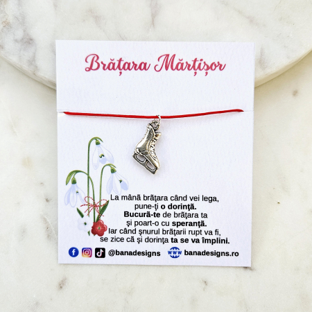 Bratari Martisor - Bratara Martisor cu charm patine si snur rosu ajustabil