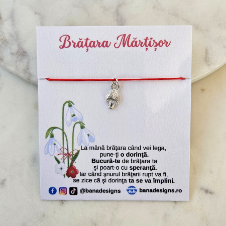 Bratara Martisor cu ciupercuta si snur ajustabil [2]