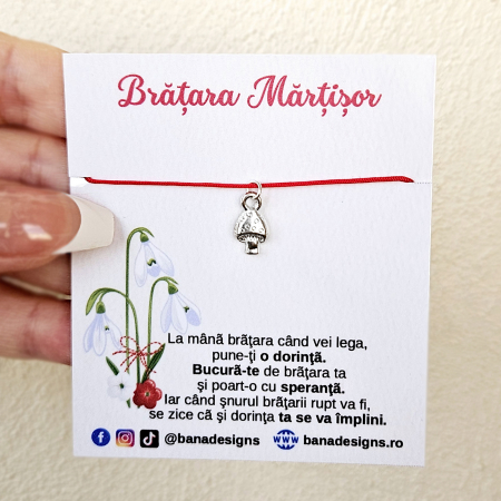 Bratara Martisor cu ciupercuta si snur ajustabil [1]