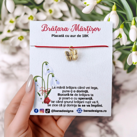 Bratari Martisor - Bratara Martisor cu charm fluturas placat cu aur de 18K