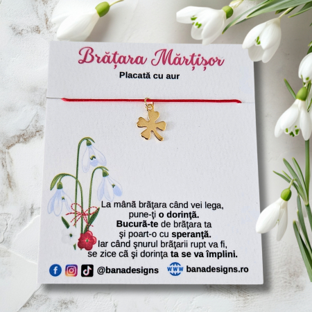 Bratari Martisor - Bratara Martisor cu trifoi din inox placat cu aur