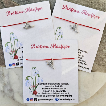 Bratara martisor cu delfin si snur rosu ajustabil [9]