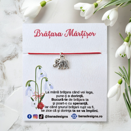 Bratara norocoasa Martisor cu elefant, cu snur ajustabil [1]