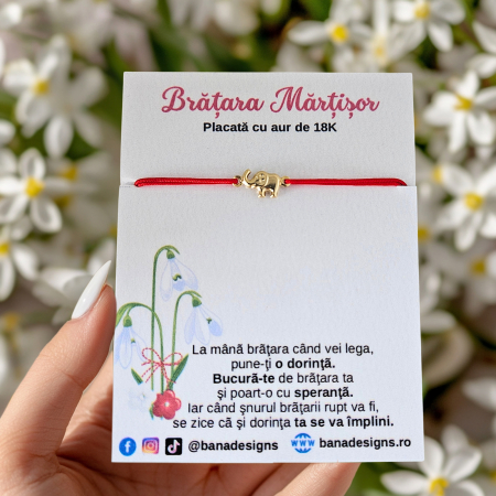 Bratari Martisor - Bratara Martisor cu elefant norocos cu inchidere ajustabila