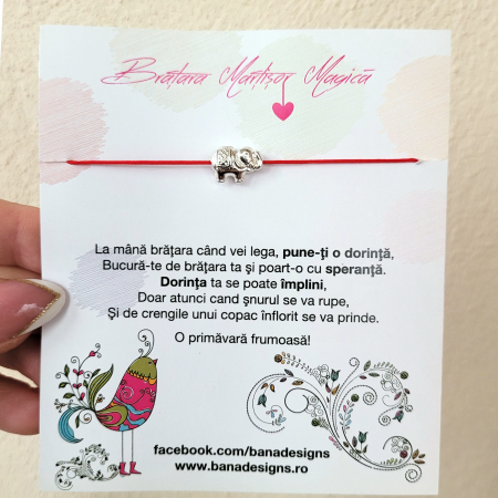 Bratari Martisor - Bratara Martisor cu elefant si snur ajustabil