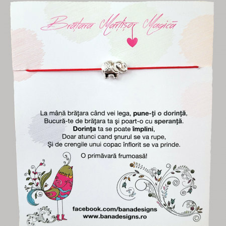 Bratara Martisor cu elefant si snur ajustabil [3]