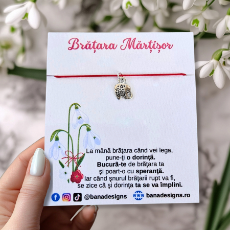 Bratari Martisor - Bratara Martisor cu elefantel dragalas, snur rosu ajustabil