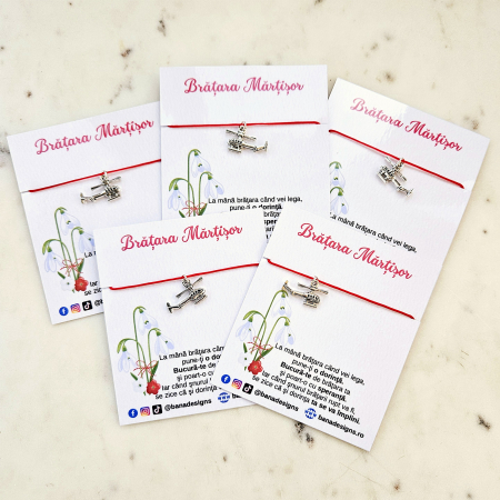 Set 10 Bratari Martisor cu elicopter si snur rosu ajustabil [1]