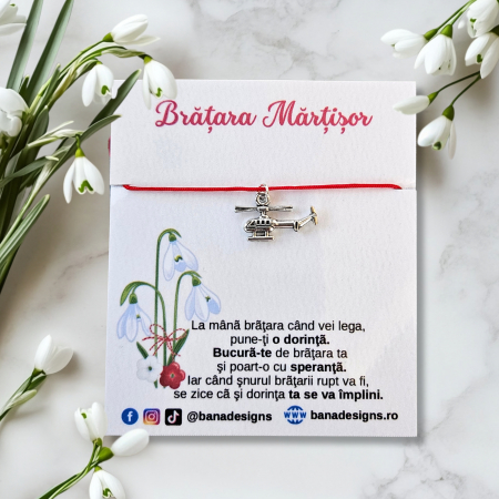 Bratara Martisor cu elicopter si snur rosu ajustabil [1]