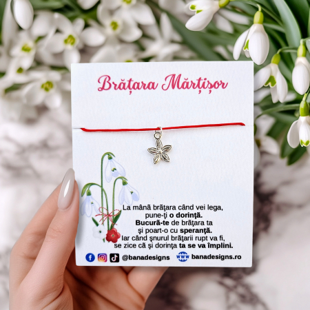 Martisoare - Bratara Martisor cu floricica, cu snur ajustabil
