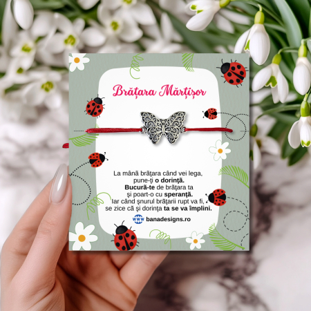 Bijuterii pentu EA - Bratara cu fluturas filigranat si snur ajustabil simplu