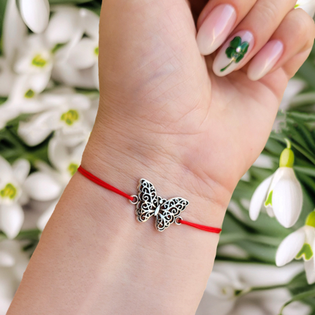 Bratara cu fluturas filigranat si snur ajustabil simplu [1]