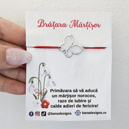 Bratari Martisor - Bratara Martisor cu fluturas si snur ajustabil simplu