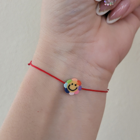 Bratara Martisor cu floare emoticon colorat si snur ajustabil [5]