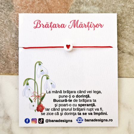Bratara Martisor cu inimioara rosie si snur ajustabil [5]