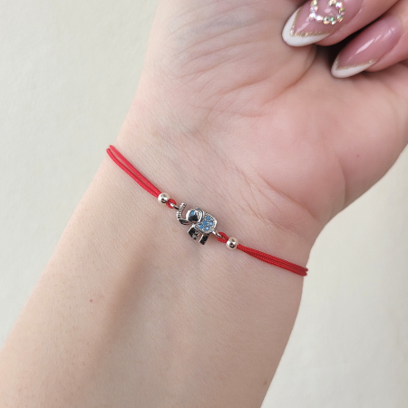 Martisoare - Bratara Martisor elefant placat cu platina si decorat cu cristale Cubic Zirconia si snur ajustabil