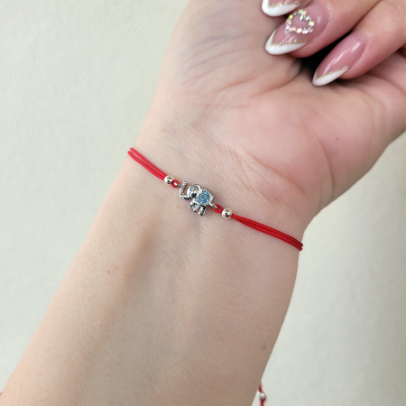 Bratara Martisor elefant placat cu platina si decorat cu cristale Cubic Zirconia si snur ajustabil [5]