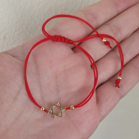 Bratara Martisor Steaua lui David, placat cu aur, decorat cu cristale Cubic Zirconia, cu snur ajustabil [2]