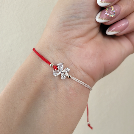 Bratari Martisor - Bratara Martisor fluturas placat cu platina decorat cu cristale Cubic Zirconia, cu snur ajustabil