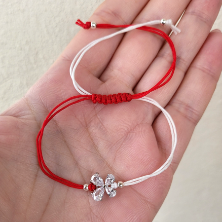 Bratara Martisor fluturas placat cu platina decorat cu cristale Cubic Zirconia, cu snur ajustabil [1]