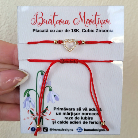 Bratara Martisor placata cu aur de 18K cu charm inimioara decorata cu cristale Cubic Zirconia [3]