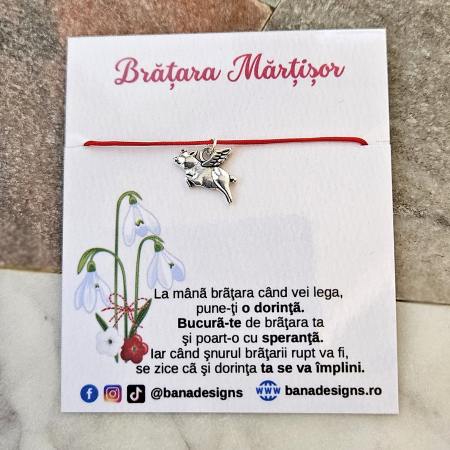 Bratara Martisor porcusor zburator, purcel, porc, cu snur ajustabil [1]