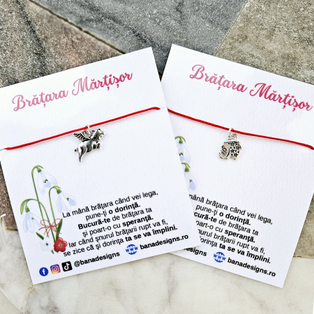 Bratara Martisor porcusor zburator, purcel, porc, cu snur ajustabil [6]