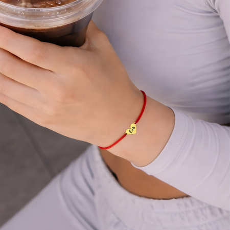 Brățară minimalistă cu inimioară gravată cu inițială [8]