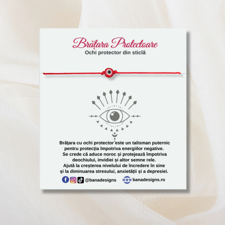Brățară Minimalistă Ochi Protector Rosu – Brățară Talisman Noroc și Protecție, Ajustabilă cu Noduri Kabbalah [1]
