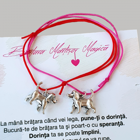 Bratara norocoasa Martisor cu catel, cu snur ajustabil