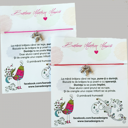 Bratari Martisor - Bratara norocoasa Martisor cu catel, cu snur ajustabil
