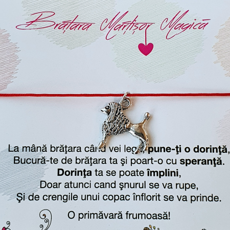 Bratari Martisor - Bratara norocoasa Martisor cu catel, cu snur ajustabil