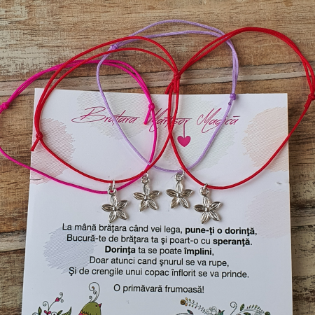 Bratara Martisor cu floricica, cu snur ajustabil [5]