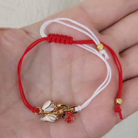 Bratara norocoasa Martisor cu ghiocel, cu snur ajustabil [2]